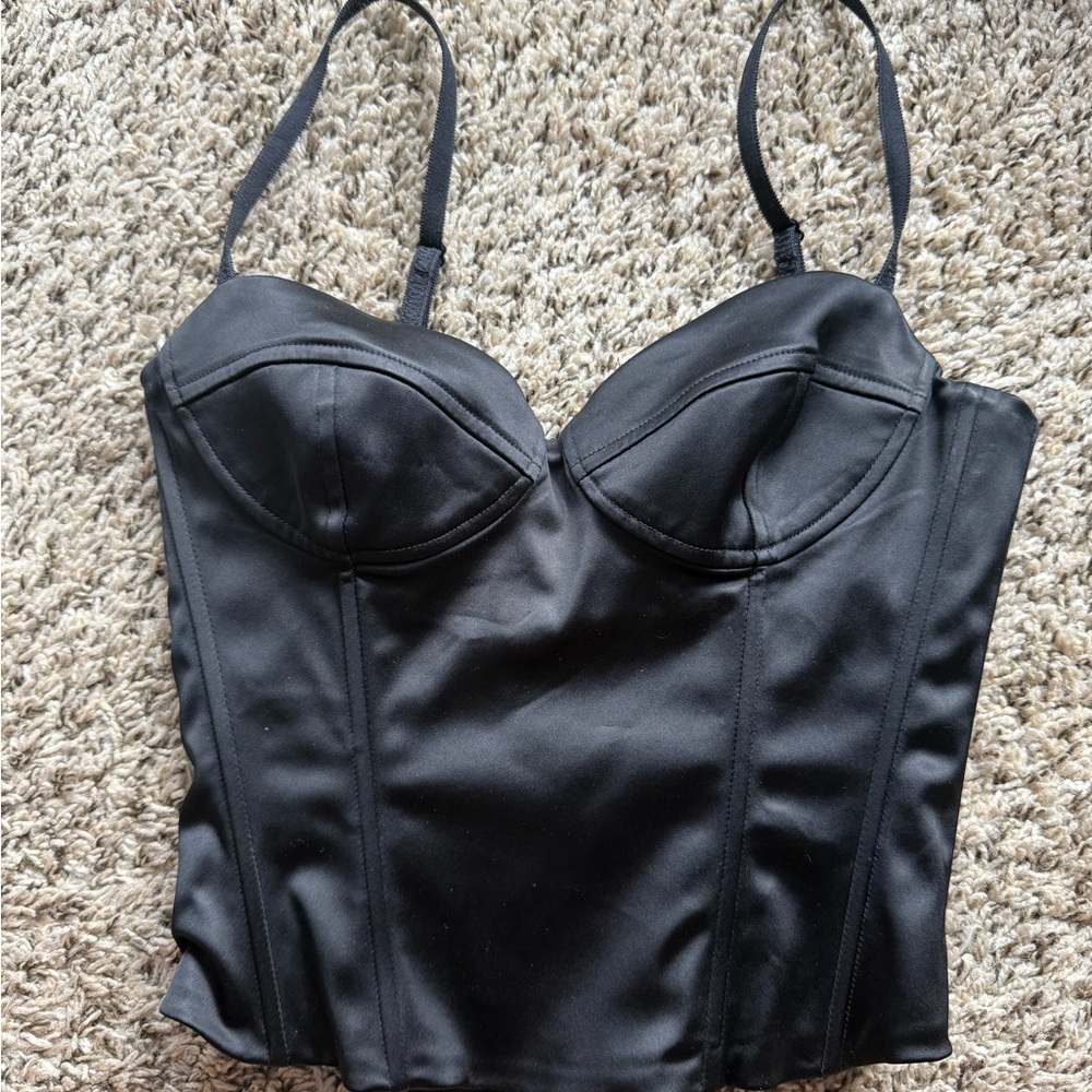 Wilfred Black Satin Corset Top